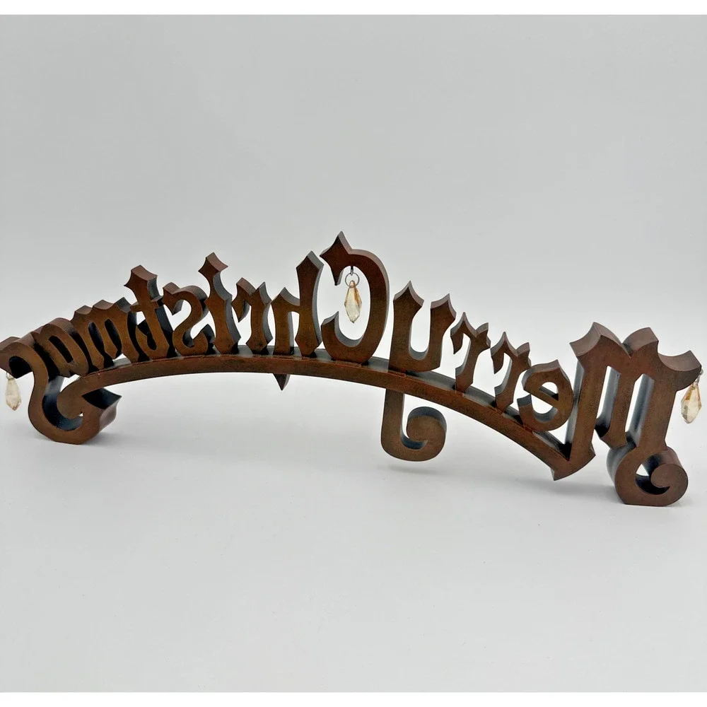 Vintage Merry Christmas 1972 3D Wood Cutout Table Top Decor